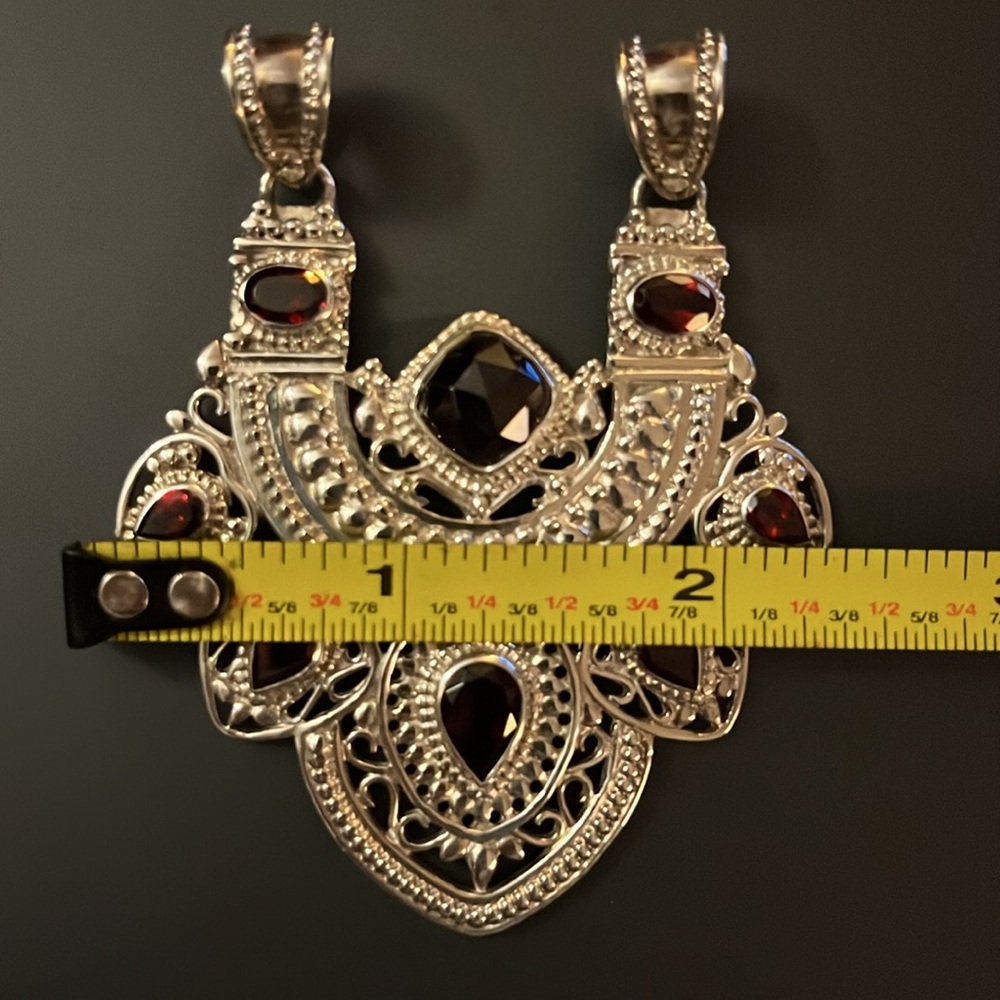 Sterling Shield Pendant With Bezel-Set Ruby Gemst… - image 8